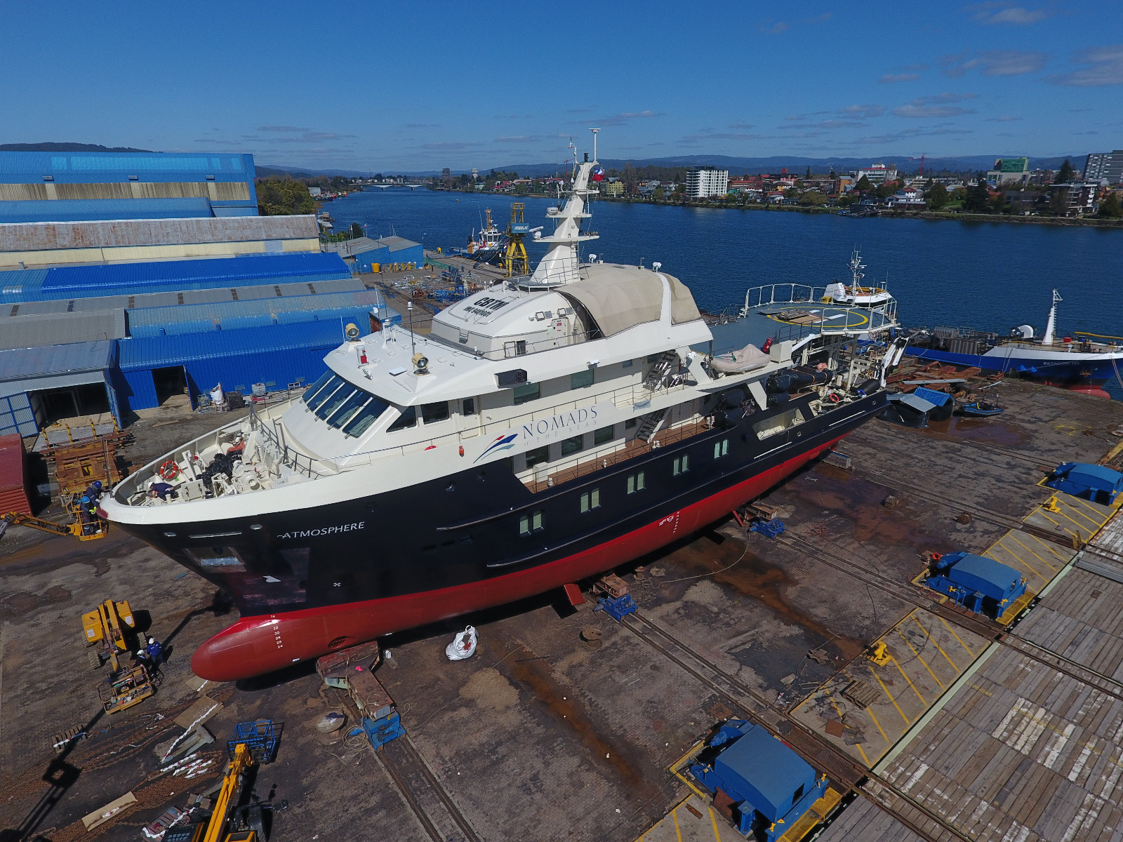 Astillero ASENAV en Valdivia — vista aérea de las instalaciones